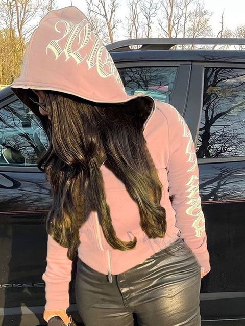 Monochrome Suit Set - Hoodie Kepeng Monogram Monokrom Wanita, Sweater