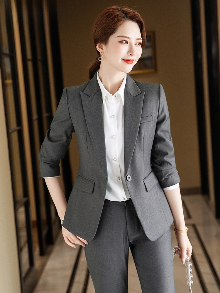 Women Formal Wear Interview - Setelan Jas Abu-abu untuk Wanita Musim