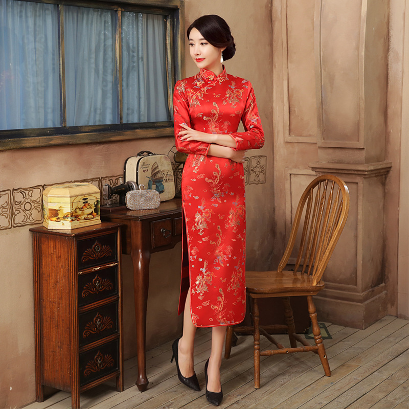 Formal Wear For Women Xl - Gaun Qipao Pesta Pernikahan Pengantin Merah