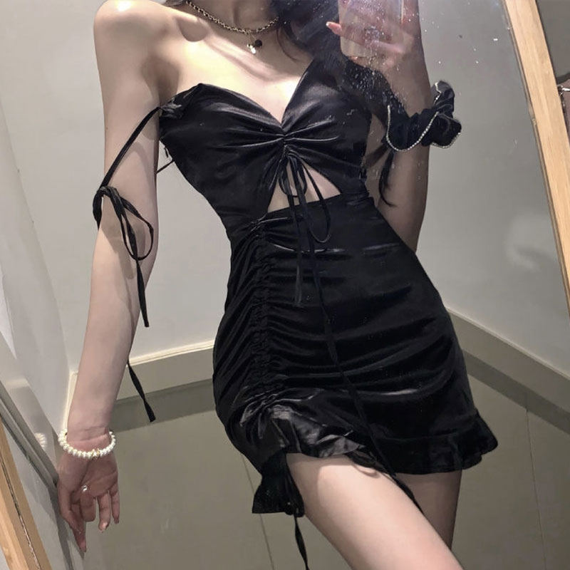 Gaun Satin Hitam Seksi Gaun Pe - Formal Wear For Women Xl ulasan dan harga