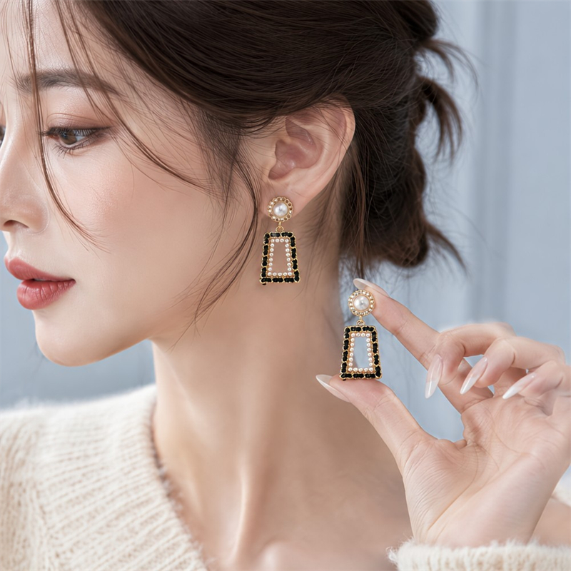 Anting Mutiara Persegi Geometr - Unique Women'S Formal Wear ulasan dan harga