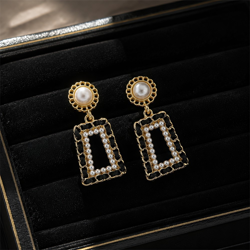 Anting Mutiara Persegi Geometr - Unique Women'S Formal Wear ulasan dan harga