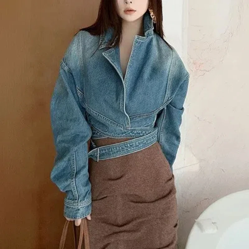 Jaket Denim Retro Biru Dicuci  - Unique Women'S Formal Wear ulasan dan harga