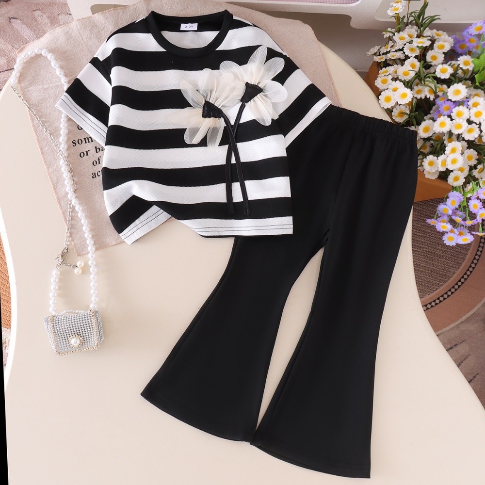 Setelan Kaus Bergaris Monokrom - Monochrome Suit Set ulasan dan harga