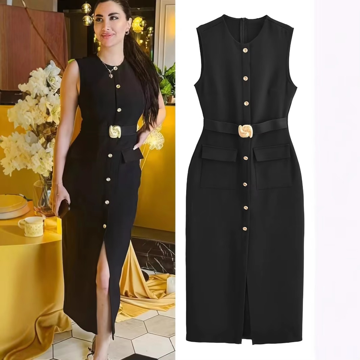 Gaun Wanita Tanpa Lengan Kerah - Women Formal Wear Tailor ulasan dan harga