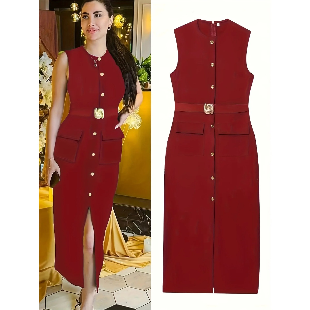 Gaun Wanita Tanpa Lengan Kerah - Women Formal Wear Tailor ulasan dan harga