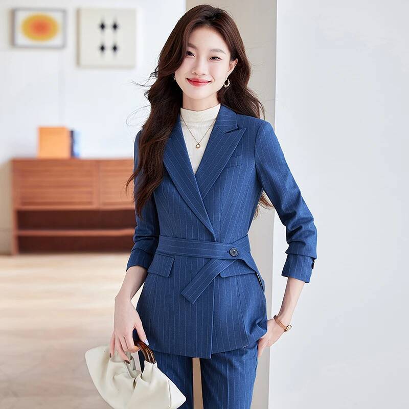 Setelan Celana Formal Bergaris - Women Formal Wear Interview ulasan dan harga